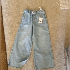 Zara girl light weight denim cargo wide pants